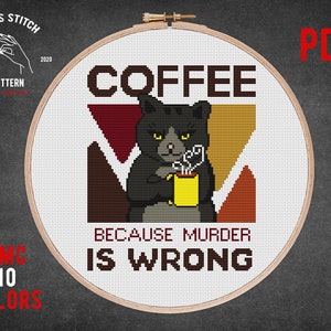 Funny quotes cross stitch pattern Coffee time embroidery kitchen wall decor embroidery Funny counted cross-stitch
