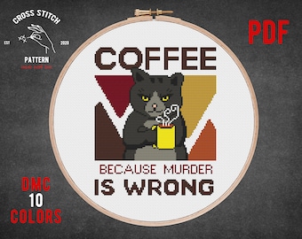 Citas divertidas patrón de punto de cruz Hora del café bordado decoración de la pared de la cocina bordado Punto de cruz contado divertido