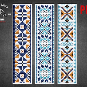 3 Bookmark cross stitch pattern Folk ornament Custom bookmark gift Scandinavian cross stitch Nordic embroidery Modern vintage cross stitch