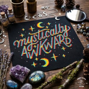 Mystically awkward cross stitch pattern Gothic theme Magic xstitch Mystical embroidery Funny cross stitch Geeky Memes gift image 5