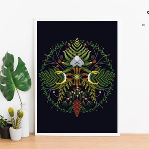 Witchy Insect Pattern Moth Cross Stitch Pattern Witchy Mushroom Butterfly Insect Embroidery ...