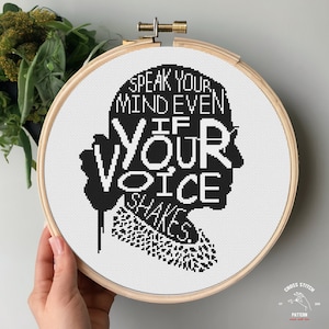 rbg cross stitch pattern Feminist cross stitch quote cross stitch Ruth Bader Ginsburg cross stitch Embroidery Vulgar xstitch design pdf