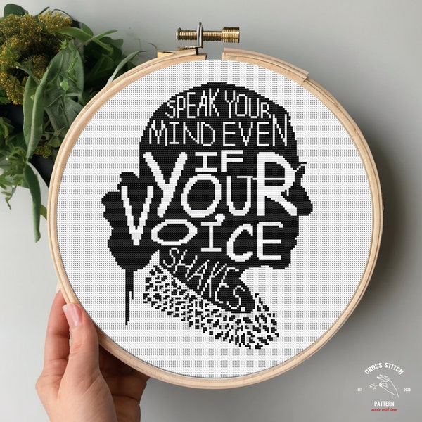 rbg cross stitch pattern Feminist cross stitch quote cross stitch Ruth Bader Ginsburg cross stitch Embroidery Vulgar xstitch design pdf
