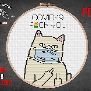 Сat cross stitch pattern Funny embroidery Subversive pattern Snarky meme cat Embroidery design