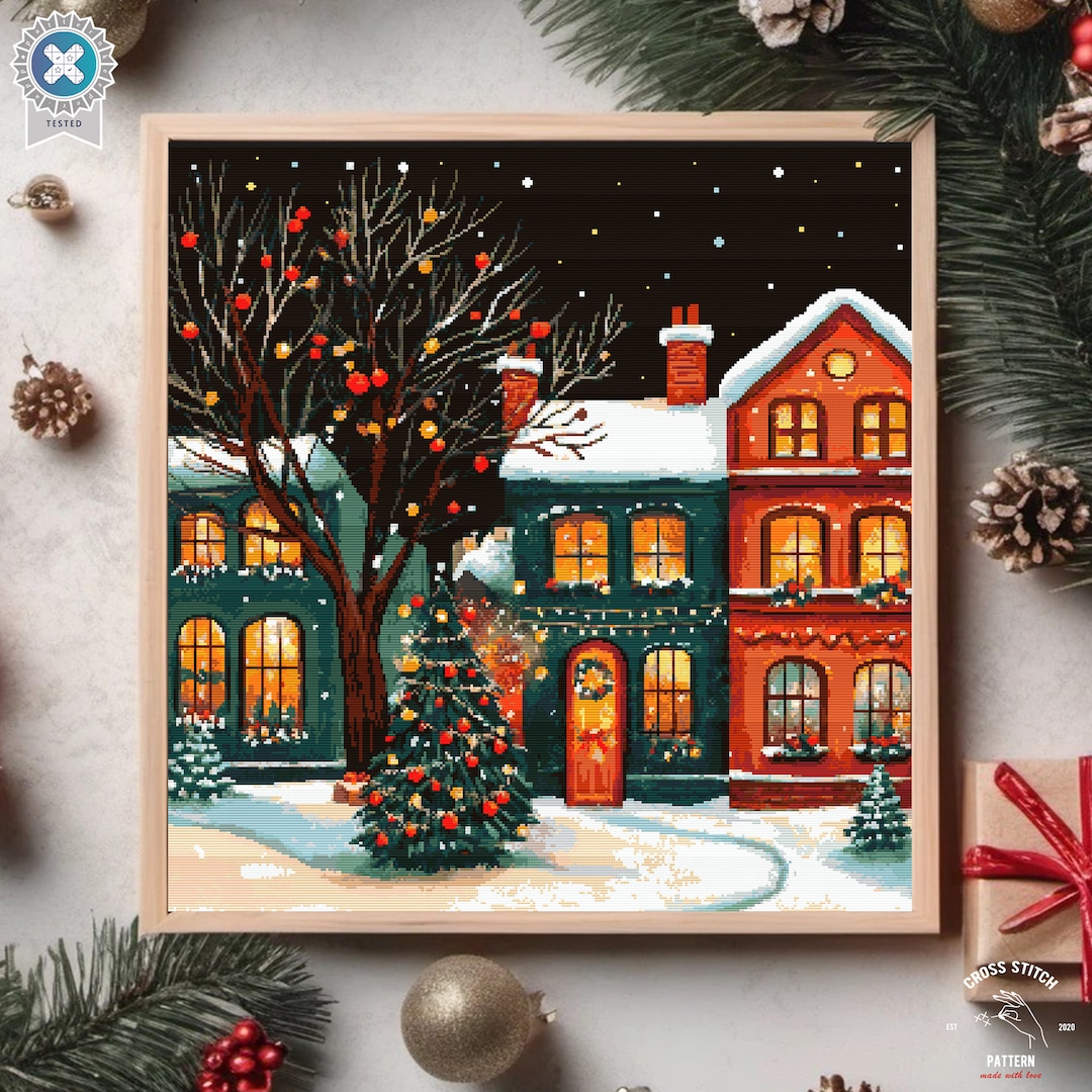 Christmas Cross Stitch Pattern Winter Village Embroidery Advent ...