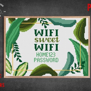 Wifi Password sign cross stitch Custom Wifi sign embroidery Personalization home decor Welcome sigh embroidery Wi-Fi password xstitch