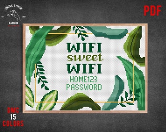 Wifi Password sign cross stitch Custom Wifi sign embroidery Personalization home decor Welcome sigh embroidery Wi-Fi password xstitch