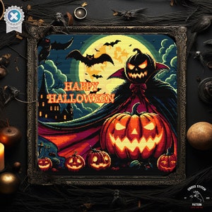 Halloween Witch cross stitch pattern Spooky cross stitch Scarecrow cross stitch Pumpkin cross stitch Creepy jack o lantern Horror embroidery