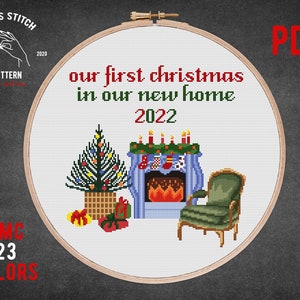 First Christmas in new home ornament cross stitch Personalized Christmas Ornaments Housewarming custom gift Personalised home decoration