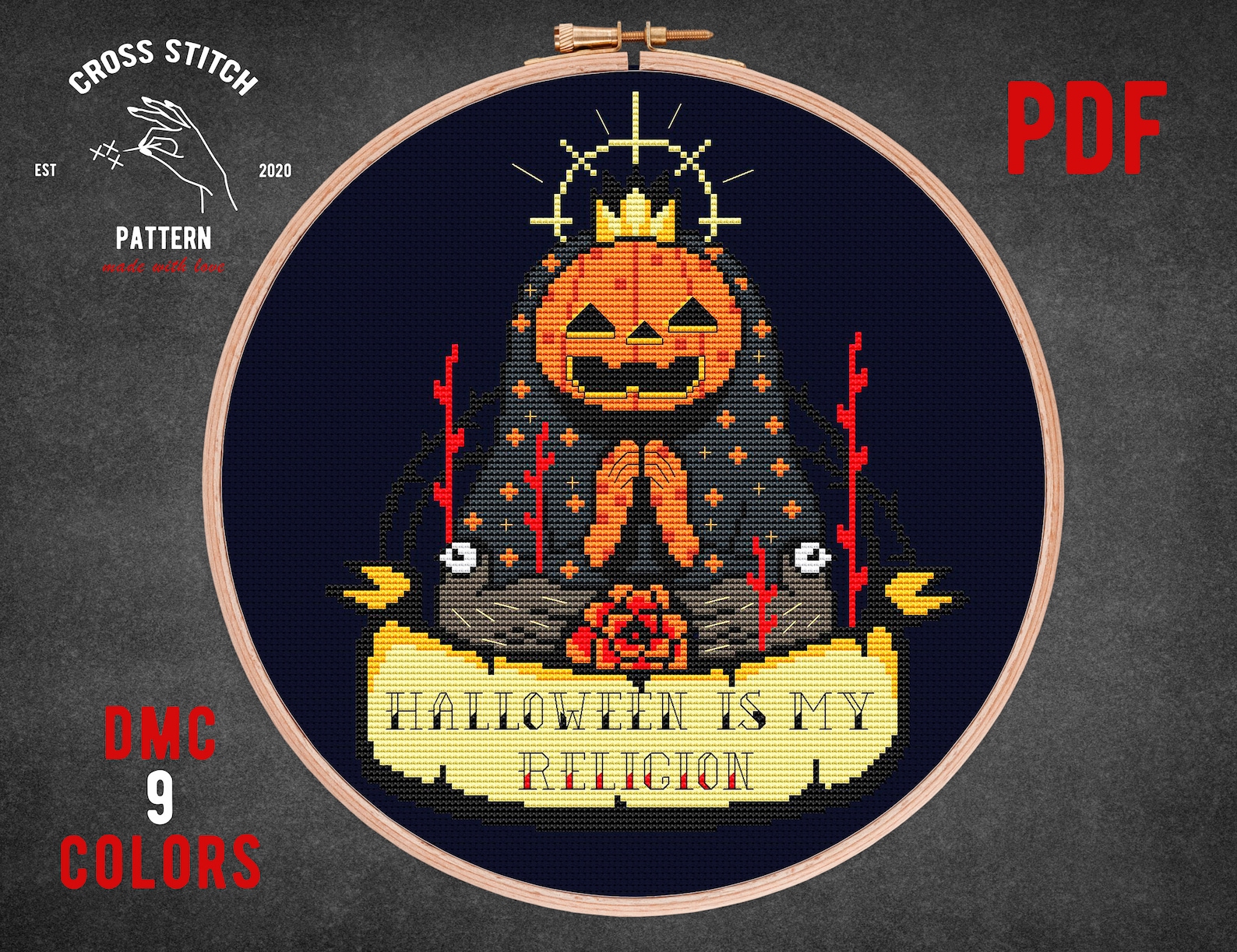 Halloween Pumpkin Cross Stitch Pattern Ghost Embroidery Space - Etsy