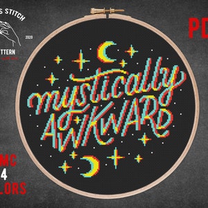 Mystically awkward cross stitch pattern Gothic theme Magic xstitch Mystical embroidery Funny cross stitch Geeky Memes gift