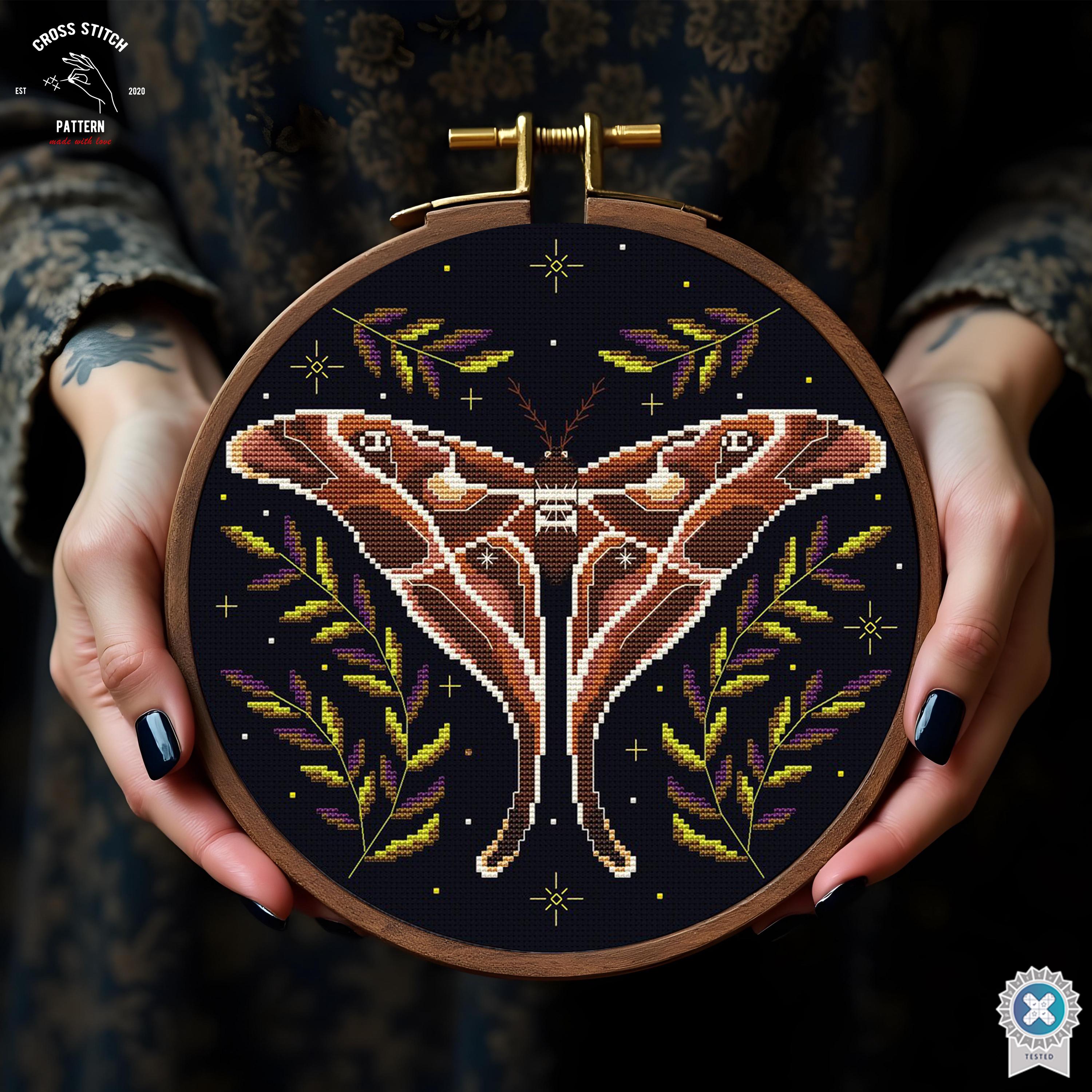 Atlas Moth Cross Stitch Pattern Witchy Cross Stitch Insect Butterfly ...