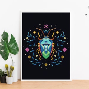 Beetle cross stitch pattern Modern cross stitch Bug embroidery Firefly witchy chart Luna Moth cross stitch Gothic Ornament flower home decor image 10