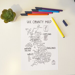 UK COUNTIES SALES Map Hand Illustrated Map Labelled Map Instant ...