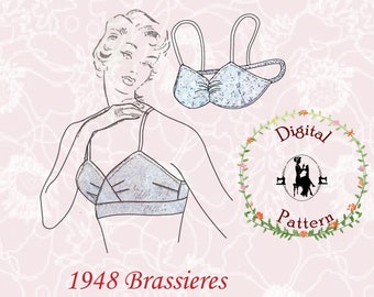 1940s-1950s Soft Cup Bra Vintage Sewing Pattern | Full Bust and Petite Bust Options | PDF Digital Sewing Pattern