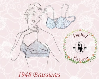 1940s-1950s Soft Cup Bra Vintage Sewing Pattern | Full Bust and Petite Bust Options | PDF Digital Sewing Pattern