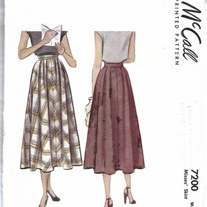 McCall 7200 | 1940s-1950s Pleated Skirt Sewing Pattern | PDF Vintage Sewing Pattern | 24&quot; waist size 12
