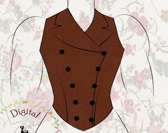 1895 Victorian Double Breasted Waistcoat Sewing Pattern (PDF)