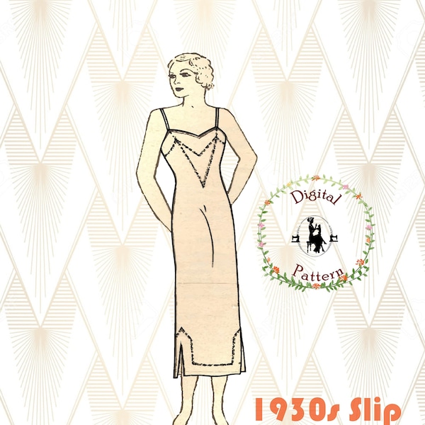 1930s Slip/Underdress Sewing Pattern | Art Deco Underslip Sewing Pattern | PDF Digital Vintage Historical Sewing Pattern