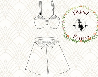 1930s Bra or Camisole and Knickers/Tap Pants Sewing Pattern | 1930s Lingerie Underwear Sewing Pattern | PDF Digital Vintage Sewing Pattern