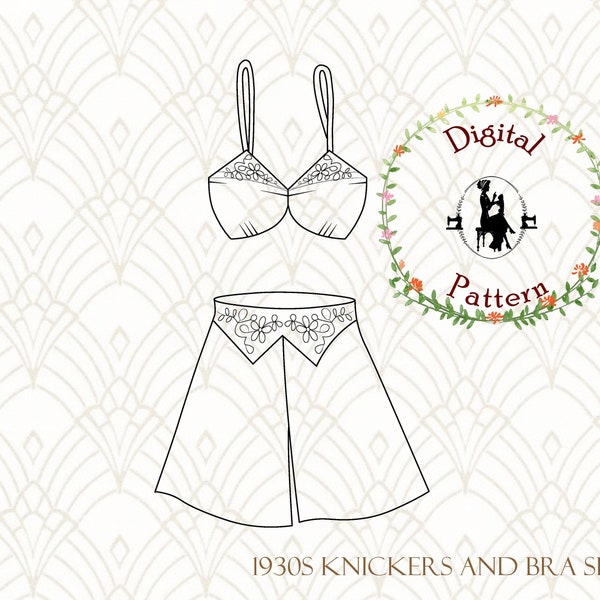 1930s Bra or Camisole and Knickers/Tap Pants Sewing Pattern | 1930s Lingerie Underwear Sewing Pattern | PDF Digital Vintage Sewing Pattern