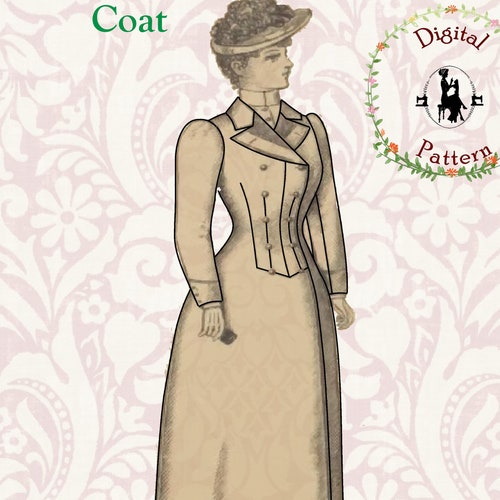 1892 Victorian Double Breasted Coat Sewing Pattern Victorian Etsy