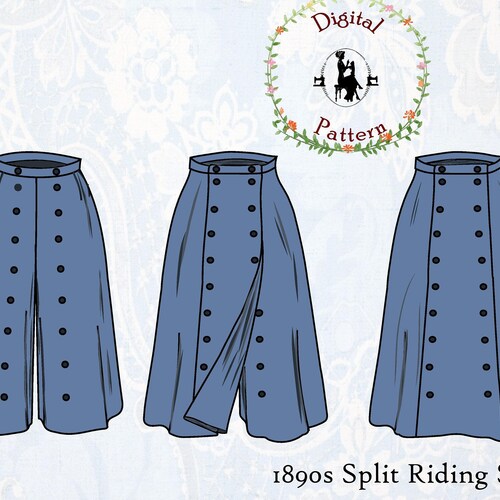 1890s Split Riding Skirt Sewing Pattern Victorian Cycling Etsy