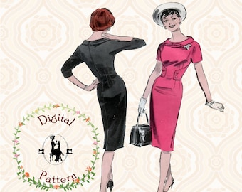 Advance 9080 | 1950s-1960s Mod Wiggle Dress Sewing Pattern | PDF Digital Vintage Sewing Pattern