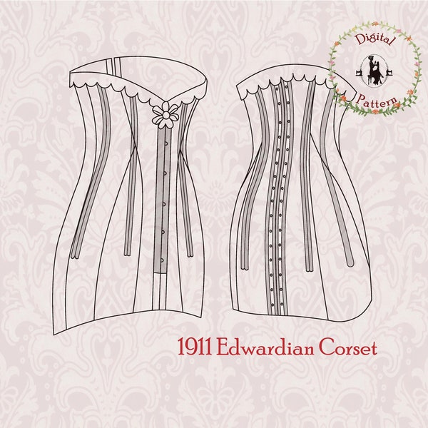 1911 Corset Sewing Pattern | Titanic Era Vintage Edwardian Corset Sewing Pattern | PDF Digital Historical Sewing Pattern