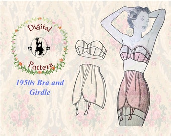 Vintage 1950s Girdle and Bra Sewing Pattern | Vintage Shapewear Sewing Pattern