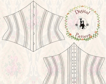Patrón de corsé de equitación suizo de la década de 1890 / Costura vintage (PDF digital)