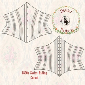 1890s Corset Pattern | Swiss Riding Corset | PDF Digital Vintage Sewing Pattern