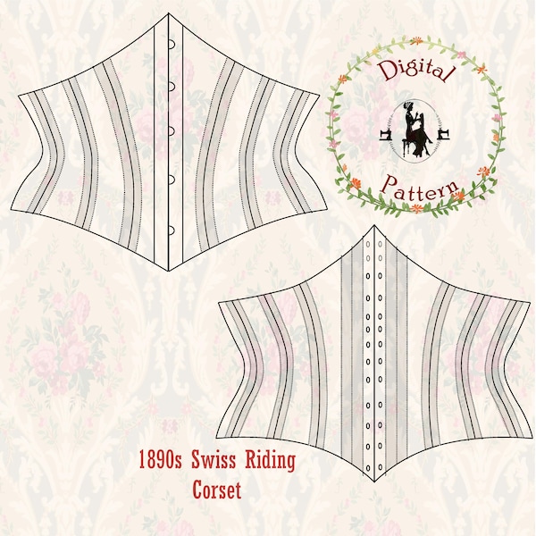 1890s Corset Pattern | Swiss Riding Corset | PDF Digital Vintage Sewing Pattern