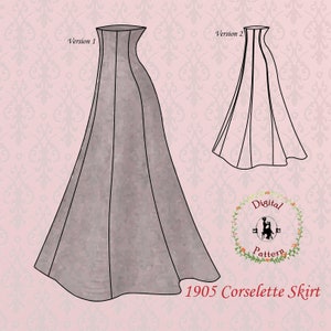 1905-1909 Edwardian Corselette / Corselet Skirt Sewing Pattern | Edwardian Princess Skirt| PDF Digital Vintage Historical Sewing Pattern