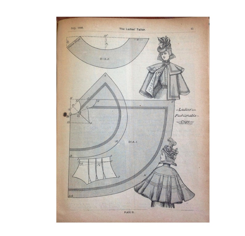 1898 Victorian Cape & Mantle Sewing Pattern with Soutache | Etsy