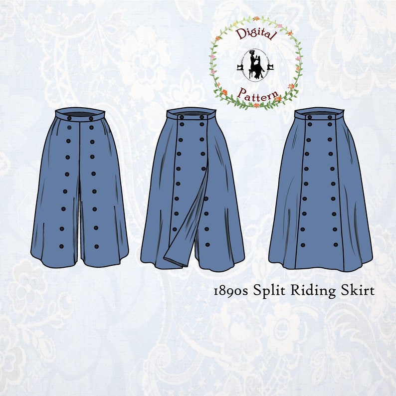 Victorian Skirts | Edwardian Skirts & Patterns     1890s Split Riding Skirt Sewing Pattern | Victorian Cycling Skirt / Riding Culottes with Panel | PDF Digital  Historical Sewing Pattern  AT vintagedancer.com