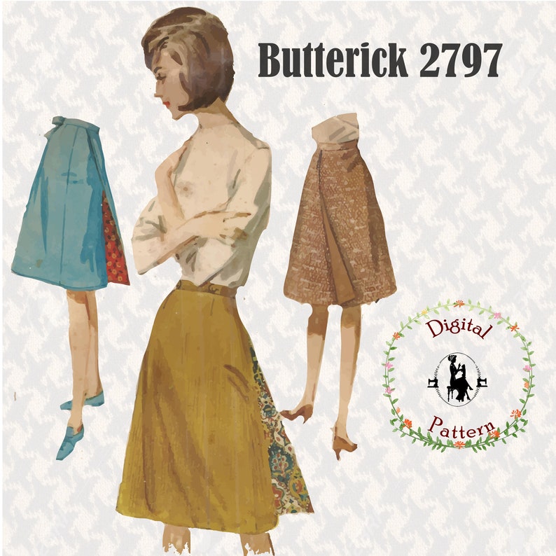 1960s Wrap Skirt Sewing Pattern | Butterick 2797 (PDF Pattern) - Etsy