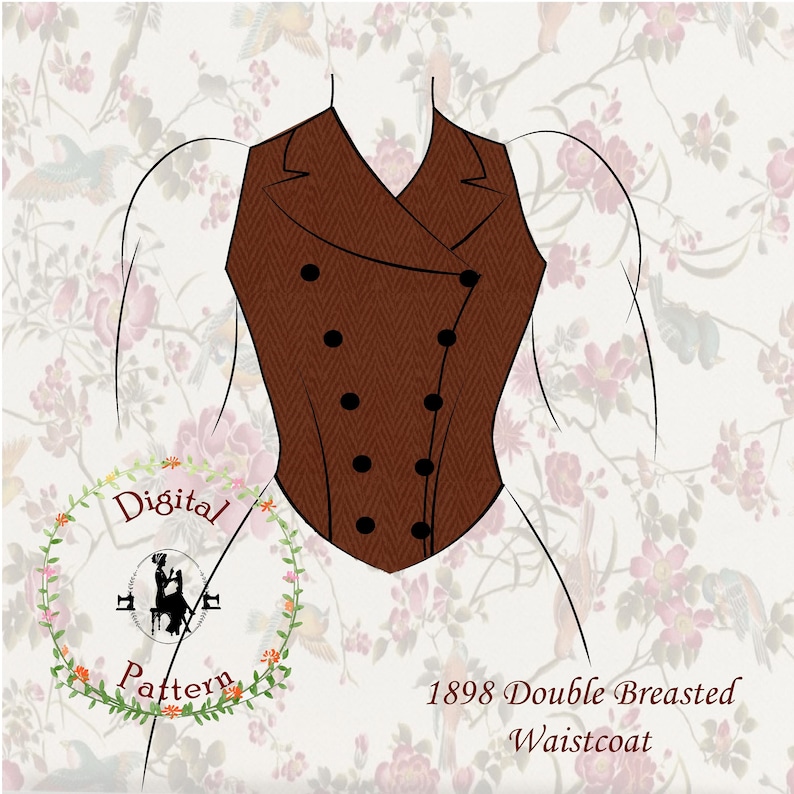 Vintage Western Wear Clothing, Outfit Ideas     1895 Victorian Double Breasted Waistcoat | Keystone Guide to Jacket and Dresscutting | PDF Digital Vintage Historical Sewing Pattern $16.90 AT vintagedancer.com