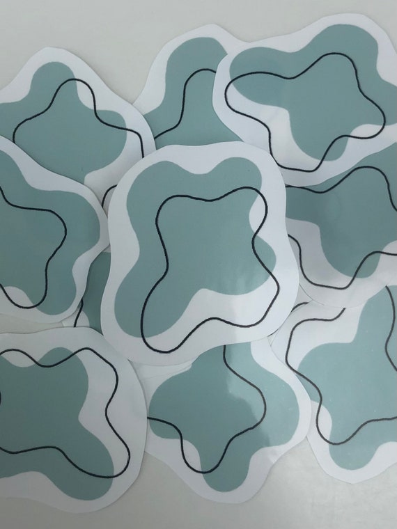 light blue aesthetic cow print stickers etsy