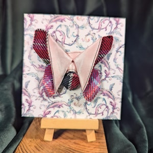 Origami Fabric Butterfly Brooch -Pink Tartan and Pink Silk
