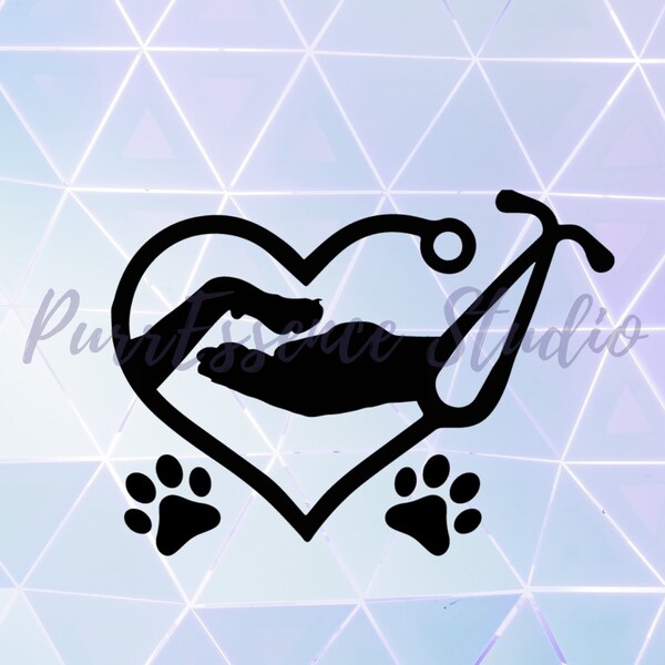 Veterinarian SVG, Stethoscope SVG, Stethoscope hand and paw SVG Cut Design,svg,dxf,png Silhouette Studio & Cricut_Instant Download Vet Tech