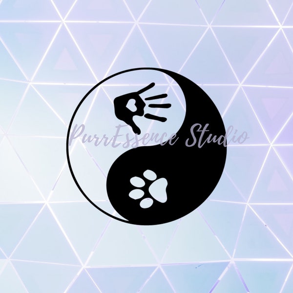 Yin Yang Pfote Druck und Hand SVG PNG JPG Vektor schneiden Datei für Cricut und Silhouette, Haustier, Tier geschnitten