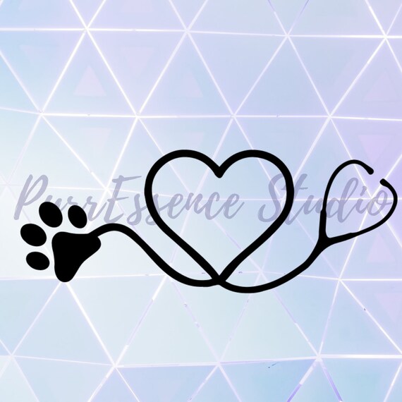 Paw Print Heart Stethoscope SVG PNG JPG Vector Cutting File | Etsy