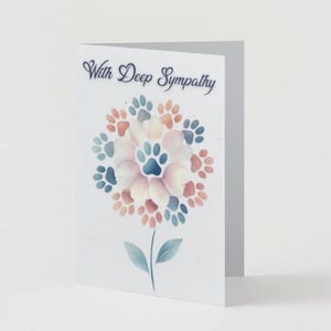 Carte de sympathie pour animal de compagnie avec empreinte de fleur