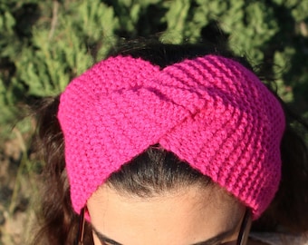 Pink Knit Headband, Women Headwrap, Ear Warmer, For Hair, Gift for her, Mother's, Women