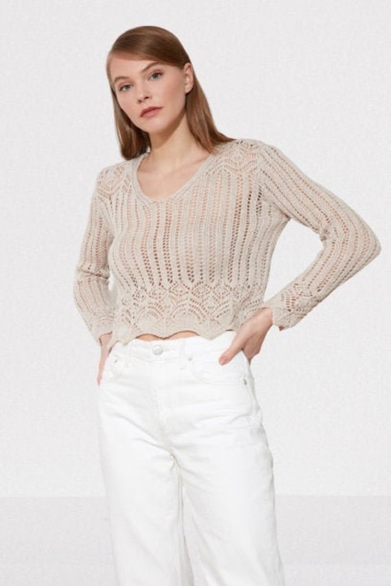 Open weave top summer sweater