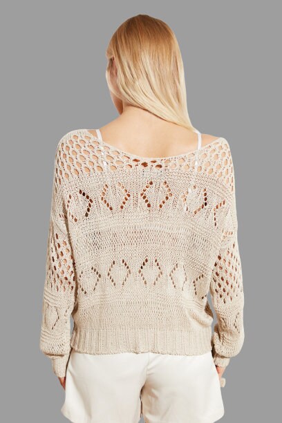 Beige Boho Knit Sweater Loose Chunky Pullover Crochet Summer - Etsy UK