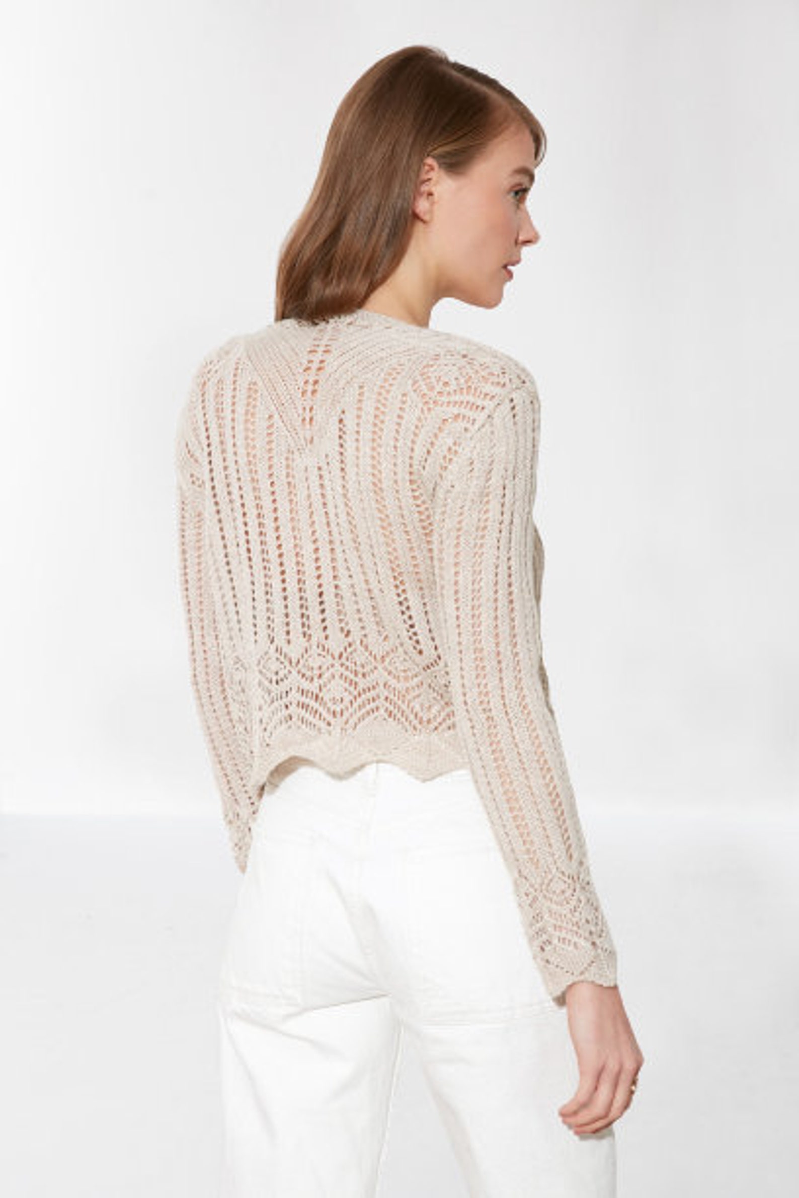 Beige Summer Sweater for Woman, Sheer Cotton Pullover, Loose Crochet ...