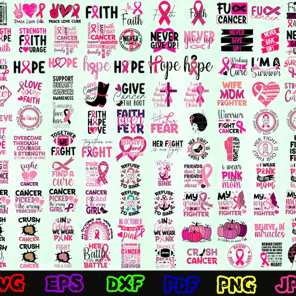 165 Breast Cancer SVG - Cancer Awareness SVG - Cancer SVG - Cancer Ribbon Svg - Cancer Survivor Svg - Fight Cancer Svg - Cancer Quote Svg