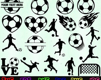 Soccer Svg - Silhouette de football - Fichiers de coupe de football - Paquet Svg de football - Clipart de football - Ballon de football SVG - Cœur de football SVG - Sport SVG